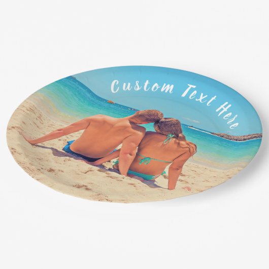 Aangepaste foto en tekst - Uw eigen ontwerp - Spec Papieren Bordje (Gekanteld)