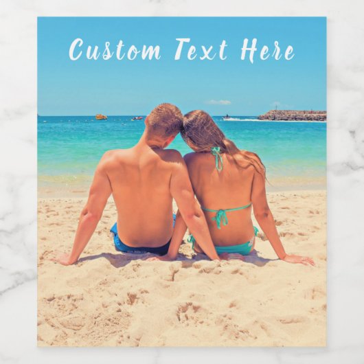 Aangepaste foto en tekst - Uw eigen ontwerp - Spec Wijn Etiket (Enkel label)