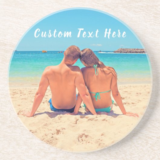 Aangepaste foto en tekst - Uw eigen ontwerp - Spec Zandsteen Onderzetter (Voorkant)