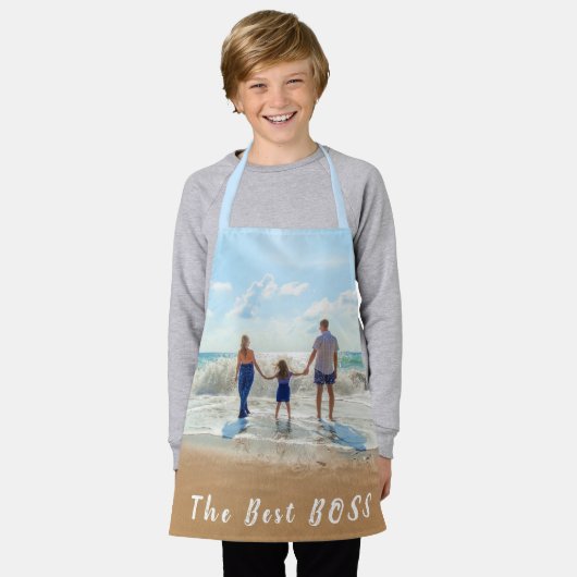 Aangepaste foto en tekst Uw ontwerp - Beste BOSS Schort (Gedragen)