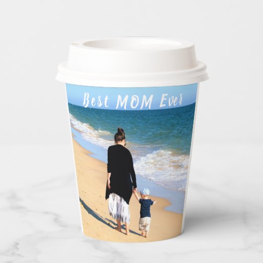 Aangepaste foto en tekst Uw ontwerp - Beste MOM oo Papieren Bekers (Achterkant)