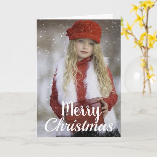 Aangepaste foto en tekst. vrolijk kerstfeest. kaart (Gele Bloem)