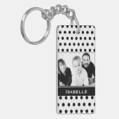 Aangepaste foto en tekst zwart-wit poka sleutelhanger (Voorkant Links)