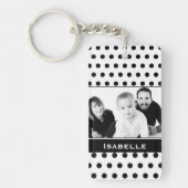 Aangepaste foto en tekst zwart-wit poka sleutelhanger (Voorkant)