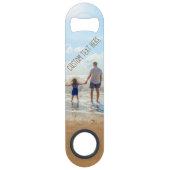 Aangepaste foto- en tekstbalkcode Uw fotoontwerp Speed Flessenopener (Achterkant)