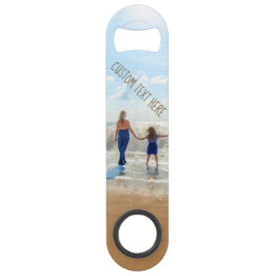 Aangepaste foto- en tekstbalkcode Uw fotoontwerp Speed Flessenopener