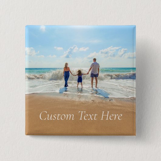 Aangepaste foto- en tekstButton uniek uw ontwerp Vierkante Button 5,1 Cm (Voorkant)