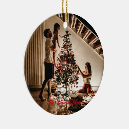 Aangepaste foto- en tekstfamilie keramisch ornament (Rechts)