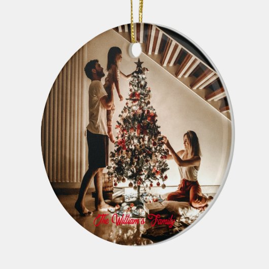 Aangepaste foto- en tekstfamilie keramisch ornament (Links)