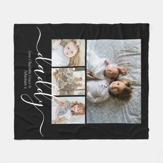 Aangepaste foto- en tekstfotocollage fleece deken (Voorkant (Horizontaal))