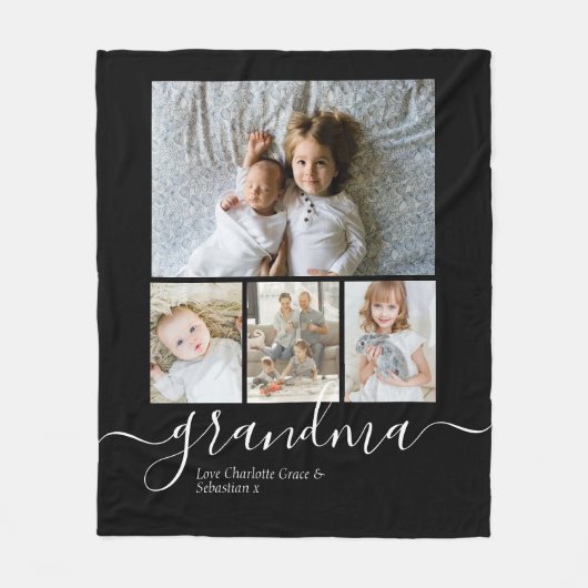 Aangepaste foto- en tekstfotocollage fleece deken (Voorkant)
