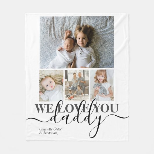 Aangepaste foto- en tekstfotocollage fleece deken (Voorkant)