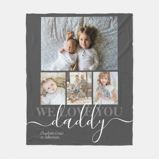 Aangepaste foto- en tekstfotocollage fleece deken (Voorkant)
