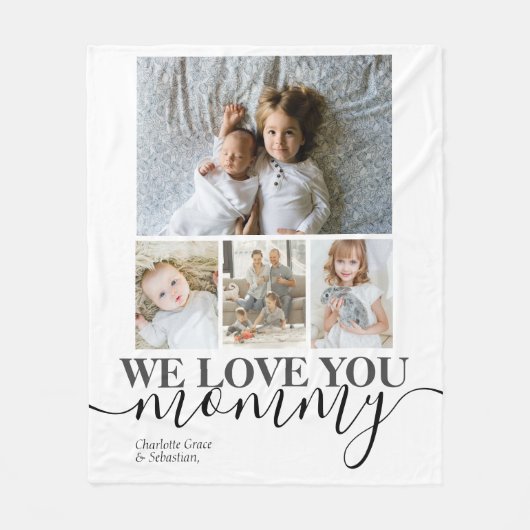 Aangepaste foto- en tekstfotocollage fleece deken (Voorkant)
