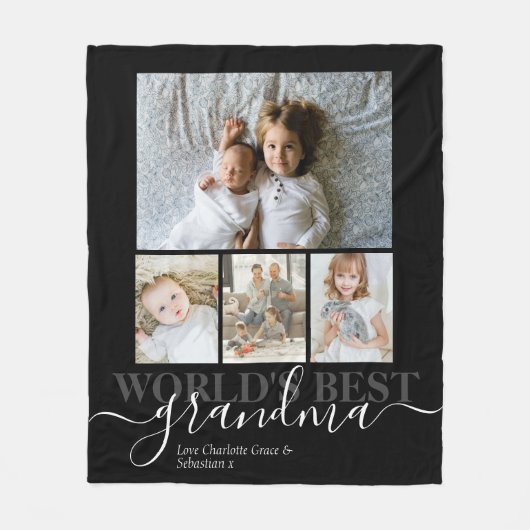 Aangepaste foto- en tekstfotocollage fleece deken (Voorkant)
