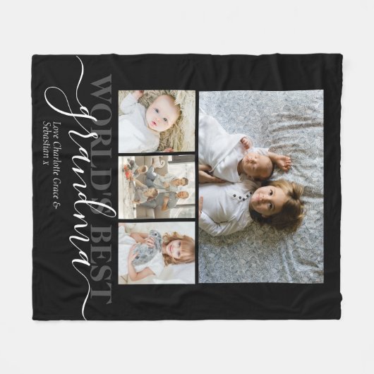 Aangepaste foto- en tekstfotocollage fleece deken (Voorkant (Horizontaal))