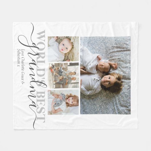 Aangepaste foto- en tekstfotocollage fleece deken (Voorkant (Horizontaal))