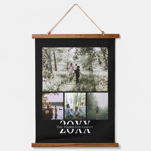 Aangepaste foto- en tekstfotocollage hangend wandkleed (Voorkant)