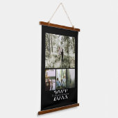 Aangepaste foto- en tekstfotocollage hangend wandkleed (Gebogen)