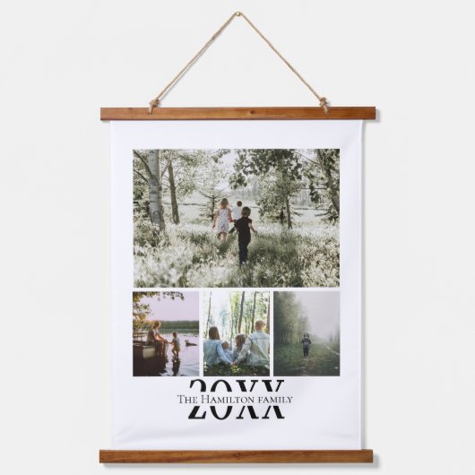 Aangepaste foto- en tekstfotocollage hangend wandkleed (Voorkant)