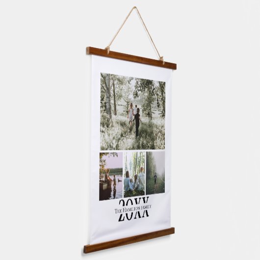 Aangepaste foto- en tekstfotocollage hangend wandkleed (Gebogen)