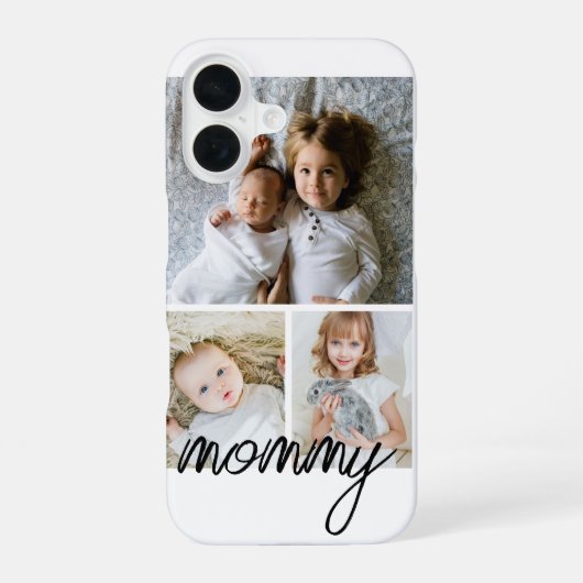 Aangepaste foto- en tekstfotocollage iPhone 16 hoesje (Achterkant)
