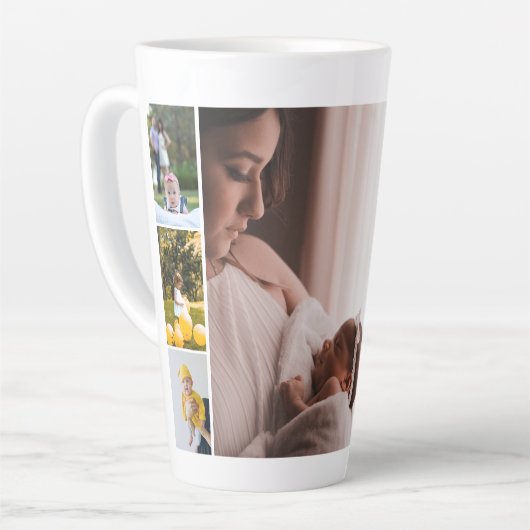 Aangepaste foto- en tekstfotocollage latte mok (Linkerhoek)