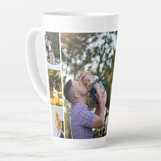 Aangepaste foto- en tekstfotocollage latte mok (Linkerhoek)