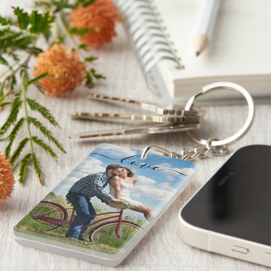 Aangepaste foto- en tekstfotocollage sleutelhanger (Voorkant Rechts)