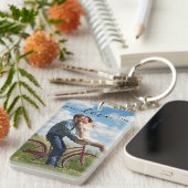 Aangepaste foto- en tekstfotocollage sleutelhanger (Voorkant Rechts)