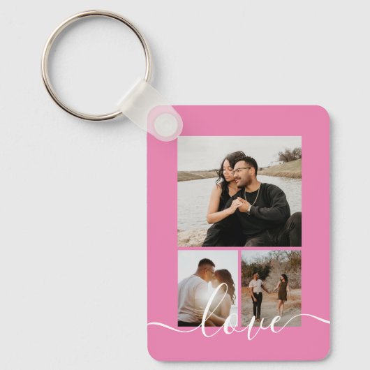 Aangepaste foto- en tekstfotocollage sleutelhanger (Voorkant)