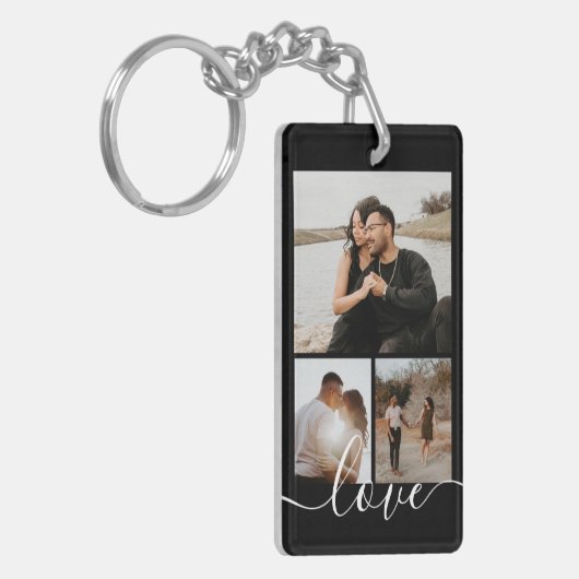 Aangepaste foto- en tekstfotocollage sleutelhanger (Voorkant Links)