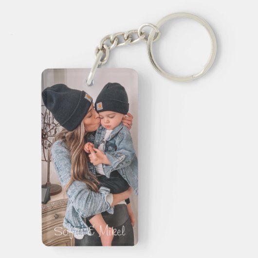 Aangepaste foto- en tekstfotocollage sleutelhanger (achterkant)