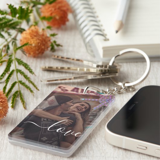 Aangepaste foto- en tekstfotocollage sleutelhanger (Voorkant Rechts)