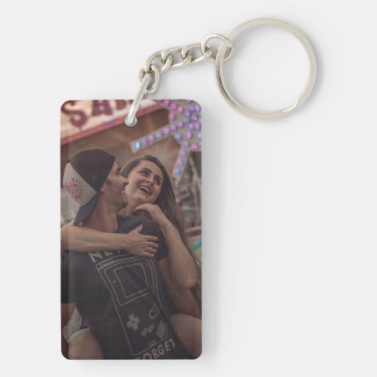 Aangepaste foto- en tekstfotocollage sleutelhanger (achterkant)