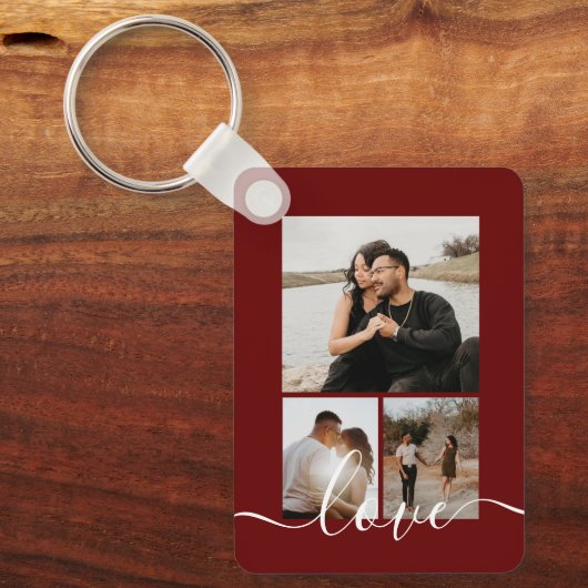 Aangepaste foto- en tekstfotocollage sleutelhanger (Voorkant)