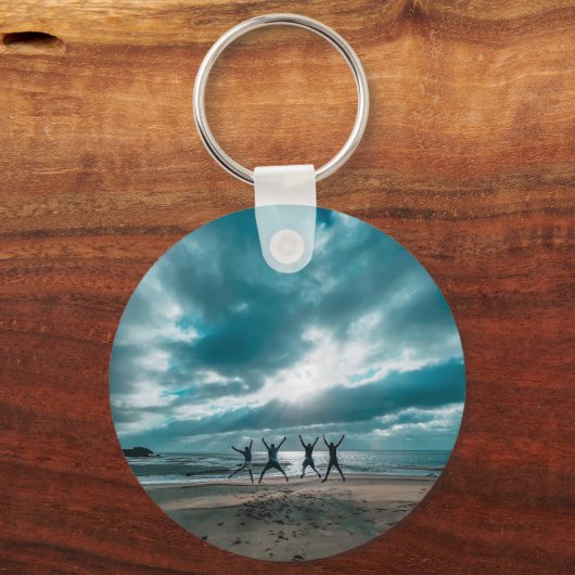 Aangepaste foto- en tekstfotocollage sleutelhanger (Voorkant)