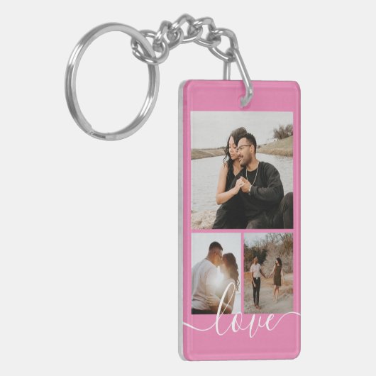 Aangepaste foto- en tekstfotocollage sleutelhanger (Voorkant Links)