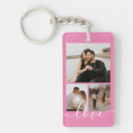 Aangepaste foto- en tekstfotocollage sleutelhanger