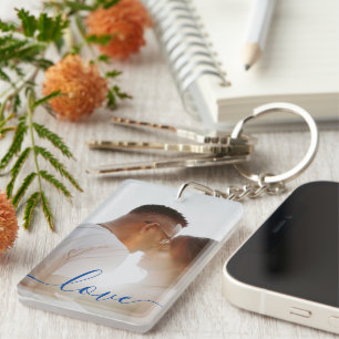 Aangepaste foto- en tekstfotocollage sleutelhanger