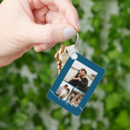 Aangepaste foto- en tekstfotocollage sleutelhanger