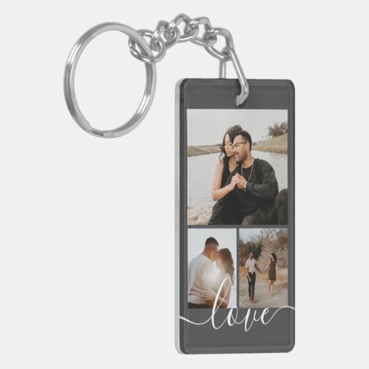 Aangepaste foto- en tekstfotocollage sleutelhanger (Voorkant Links)