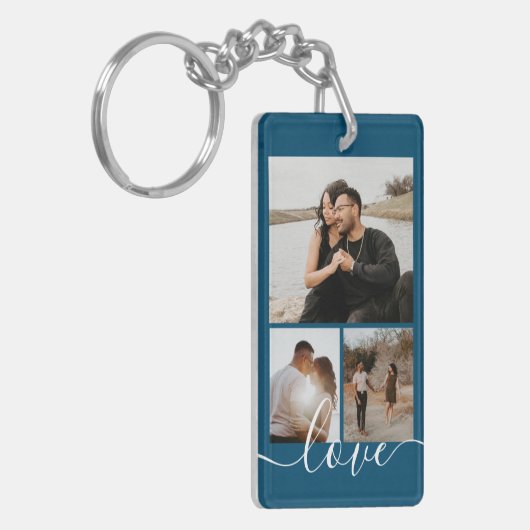 Aangepaste foto- en tekstfotocollage sleutelhanger (Voorkant Links)