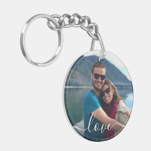 Aangepaste foto- en tekstfotocollage sleutelhanger (Voorkant Links)