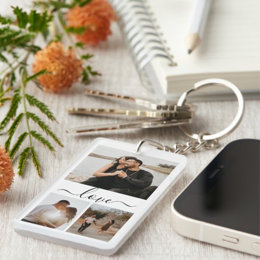 Aangepaste foto- en tekstfotocollage sleutelhanger (Voorkant Rechts)