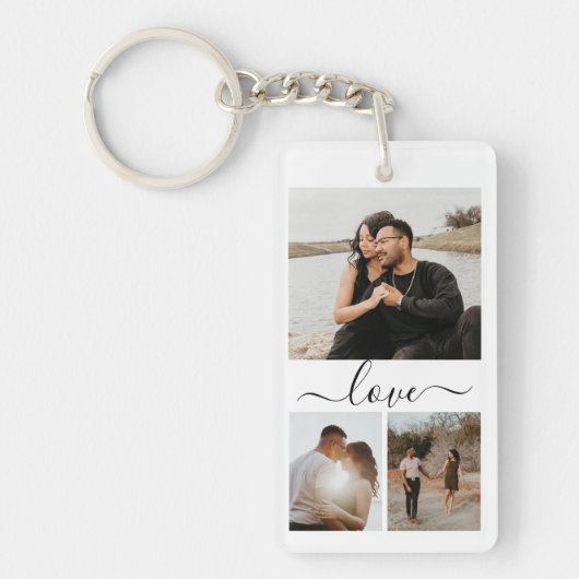 Aangepaste foto- en tekstfotocollage sleutelhanger (Voorkant)