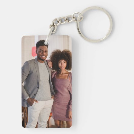 Aangepaste foto- en tekstfotocollage sleutelhanger (achterkant)