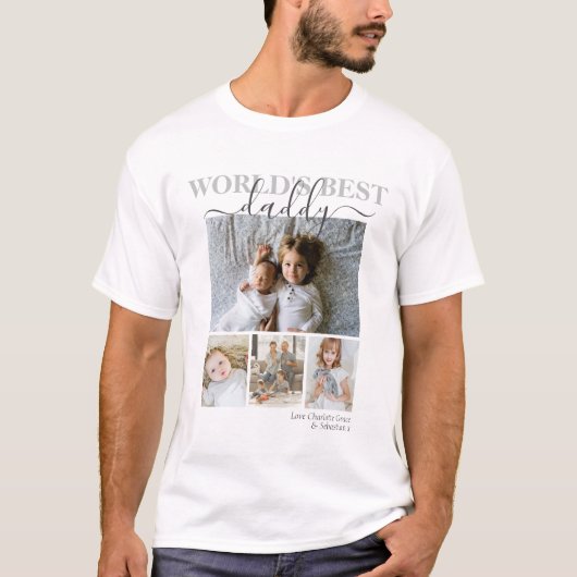 Aangepaste foto- en tekstfotocollage t-shirt (Voorkant)