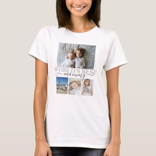 Aangepaste foto- en tekstfotocollage t-shirt (Voorkant)