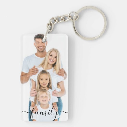 aangepaste foto- en tekstfotocollagefamilie sleutelhanger (achterkant)